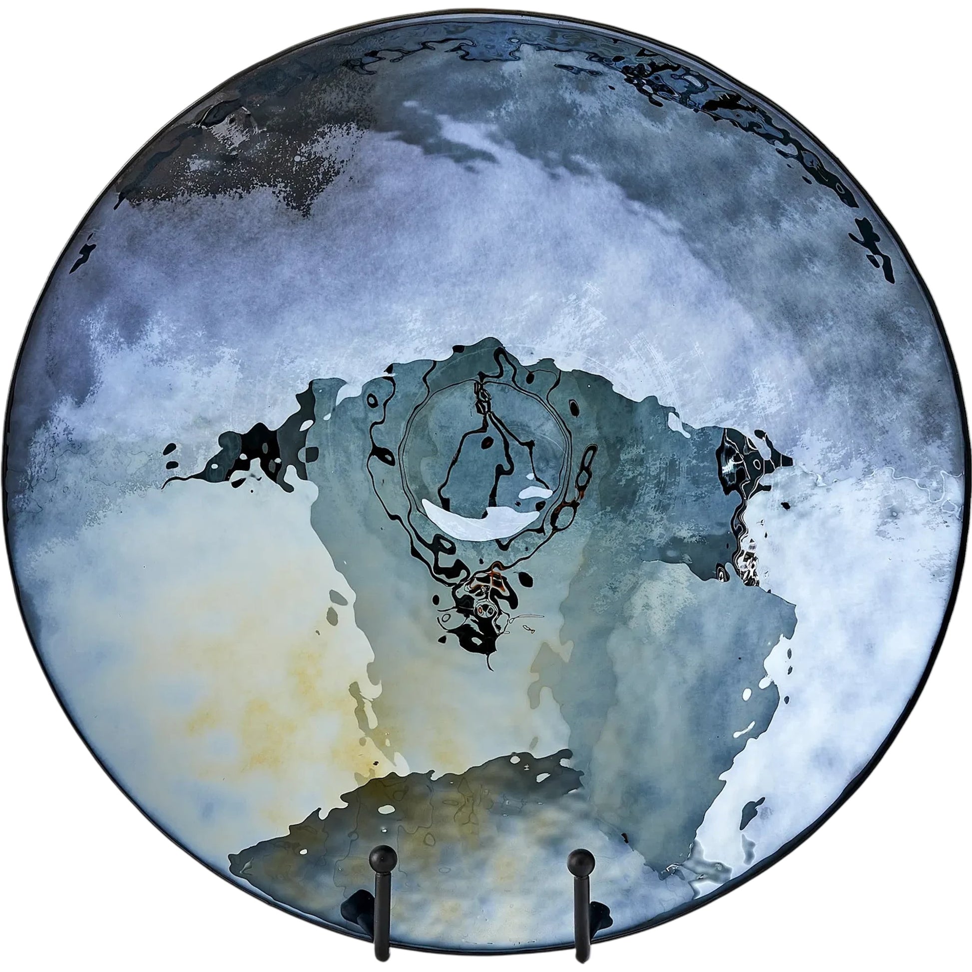 Obsidian Charger by Global Views in metallic black. Made from art glass in a eclectic & global style.