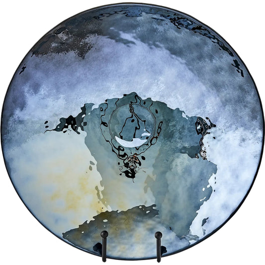 Obsidian Charger by Global Views in metallic black. Made from art glass in a eclectic & global style.