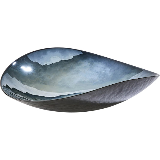 Obsidian Folded Plate by Global Views in metallic black. Made from art glass in a unique style.
