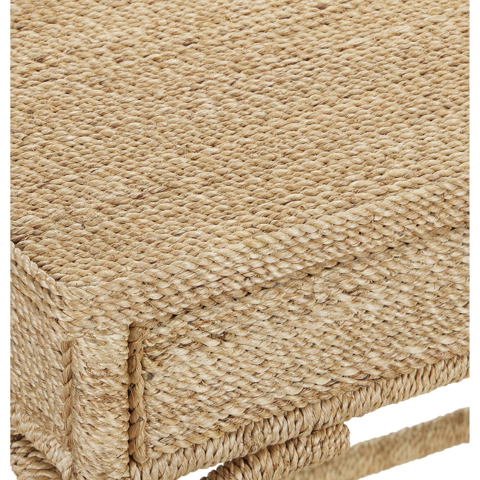 Olisa Rope Desk by Currey and Company in natural, brown carafe. Made from abaca rope, wood, wrought iron in a modern style.