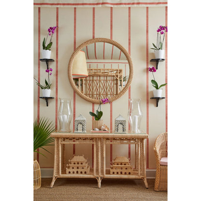 Dunmore Round Wicker Mirror by Chelsea House in tan. Made from rattan in a transitional style.