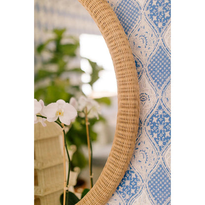 Dunmore Round Wicker Mirror by Chelsea House in tan. Made from rattan in a transitional style.
