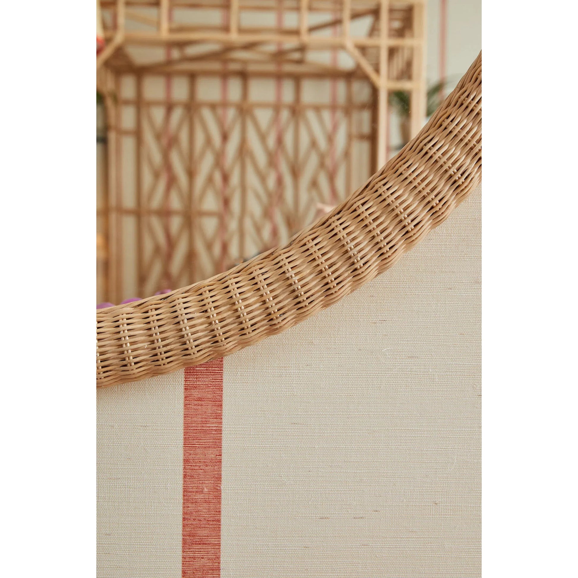 Dunmore Round Wicker Mirror by Chelsea House in tan. Made from rattan in a transitional style.
