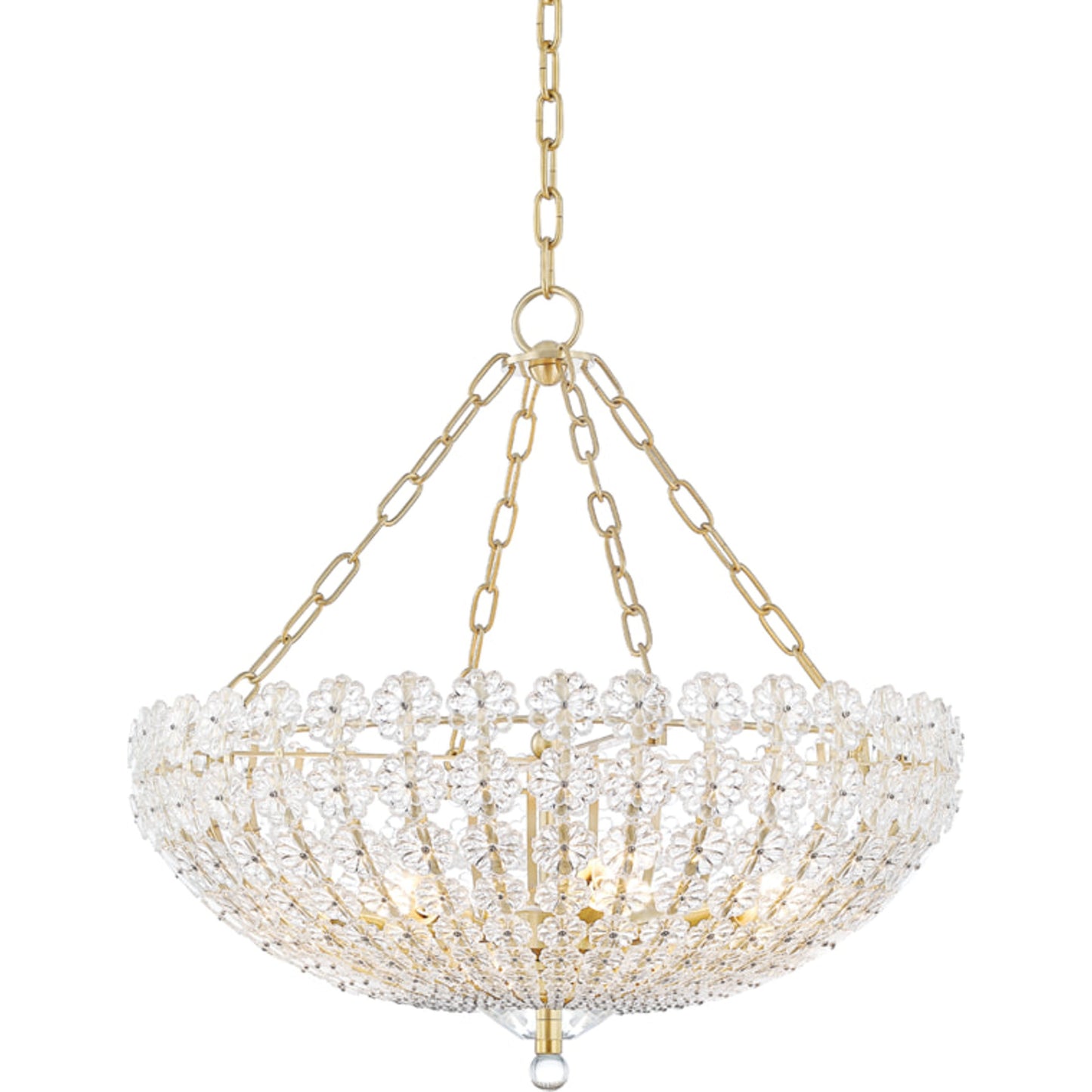 002 SR-762876 | Additional Silo | Floral Park Chandelier by Hudson Valley in aged brass. Made from brass in a cottage & farmhouse style.