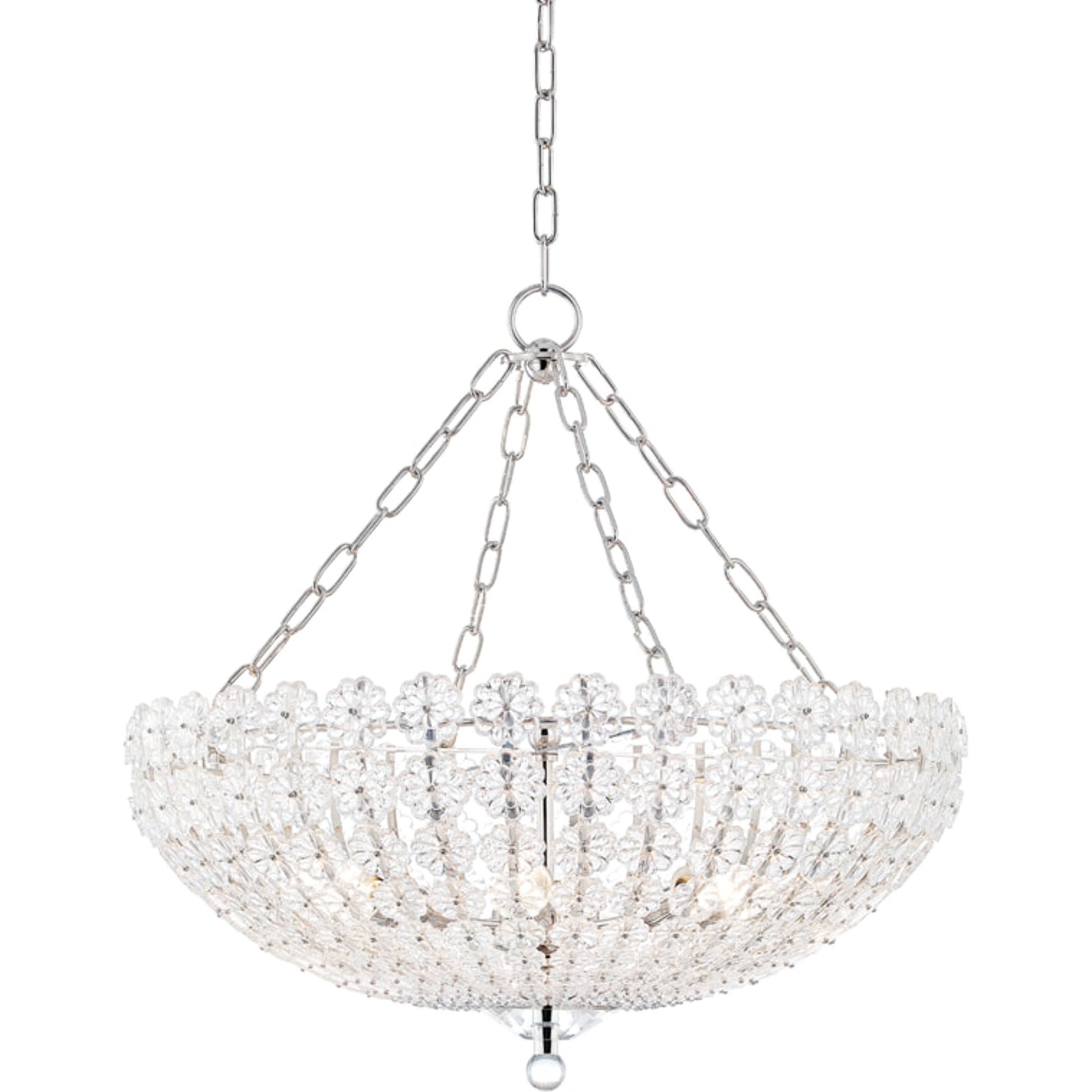 Floral Park Chandelier by Hudson Valley in aged brass. Made from brass in a cottage & farmhouse style.