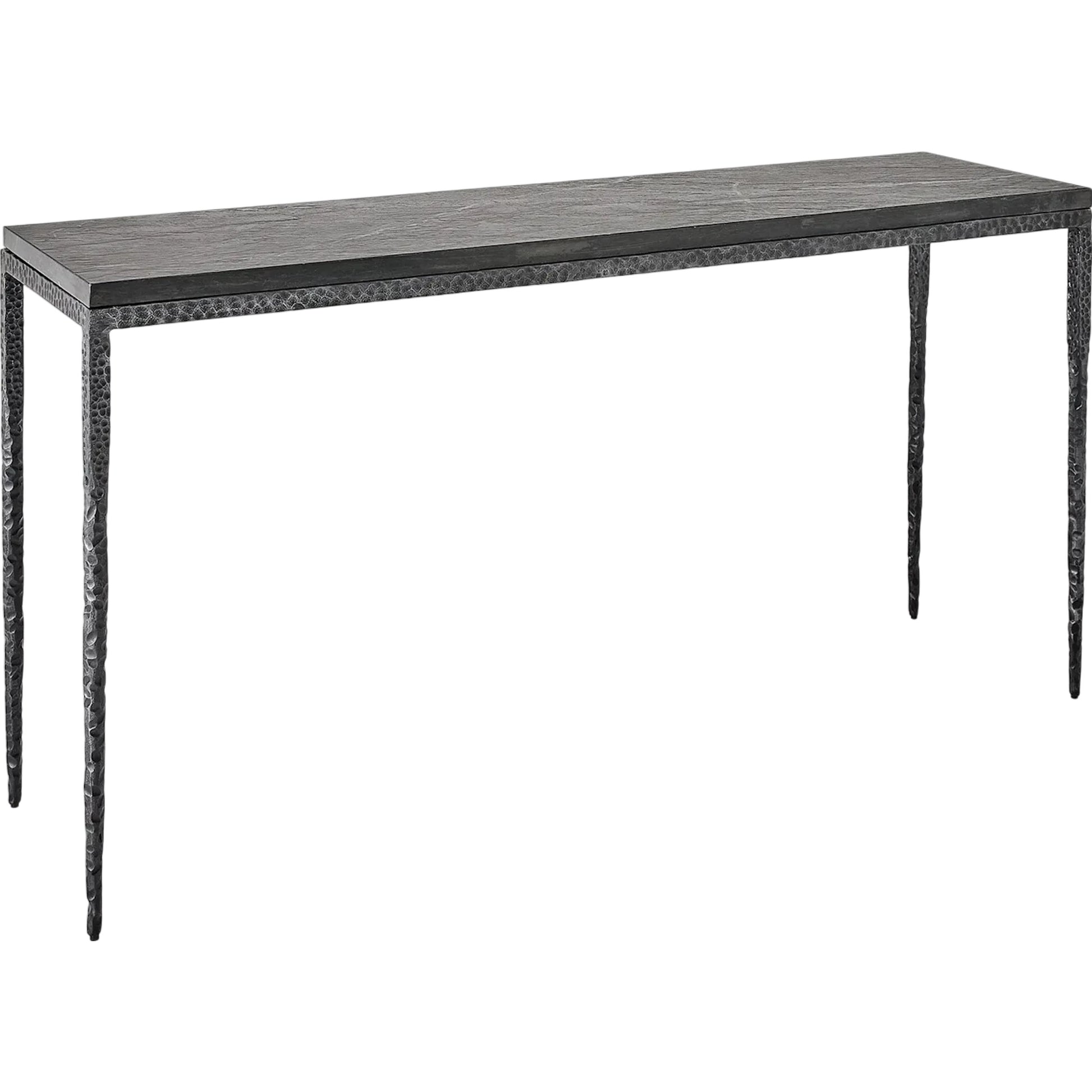 Forrester Console by Global Views in black and marble. Made from unique in a rustic style.