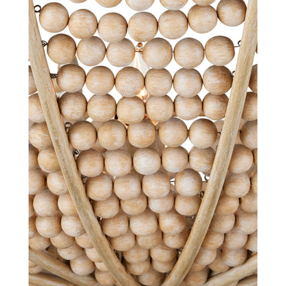 Korg Chandelier by Currey and Company in sandstone. Made from wood beads, wrought iron in a cottage & farmhouse style.