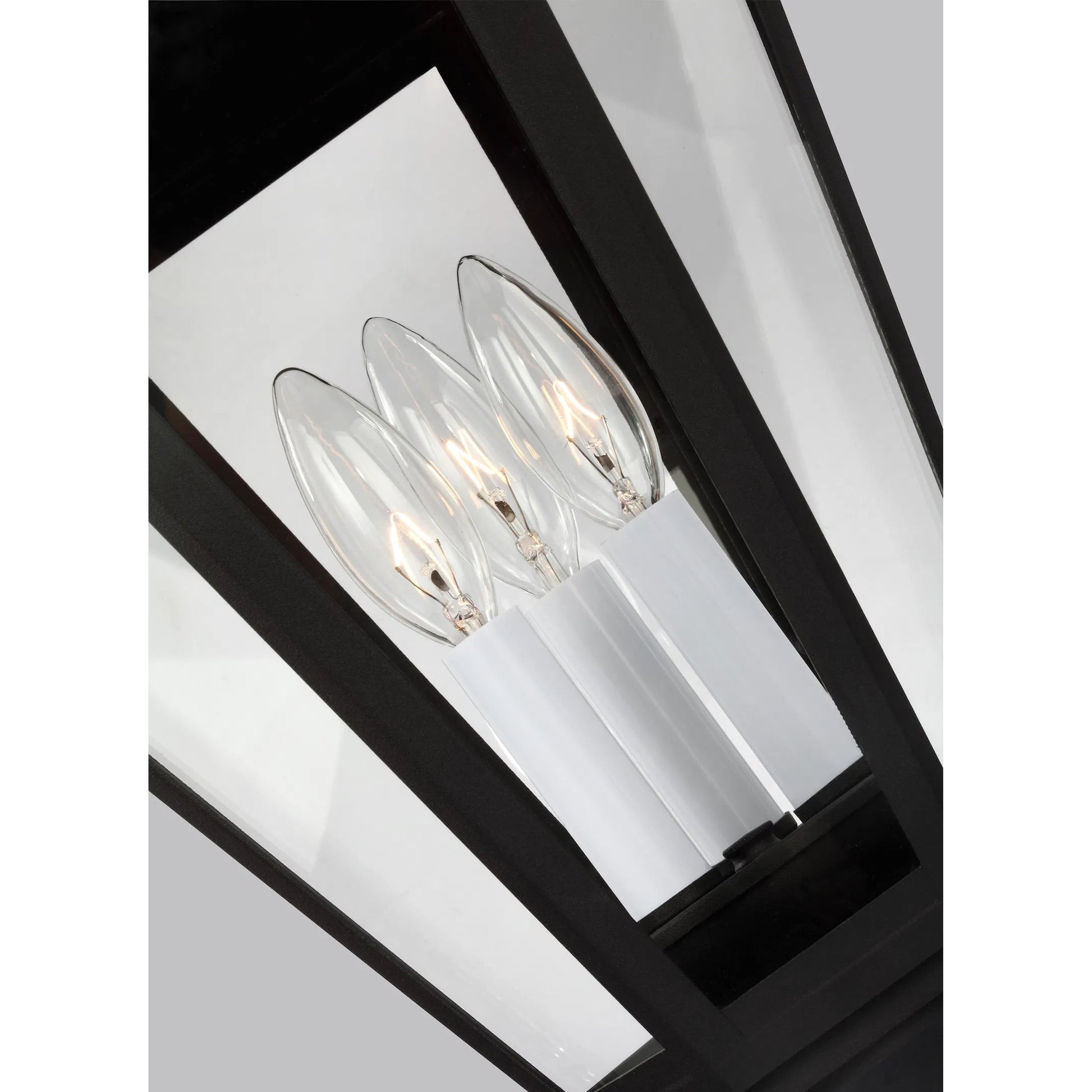 Brentwood Three Light Outdoor Post Lantern by Visual Comfort & Co. in black. Made from die cast aluminum in a unique style.