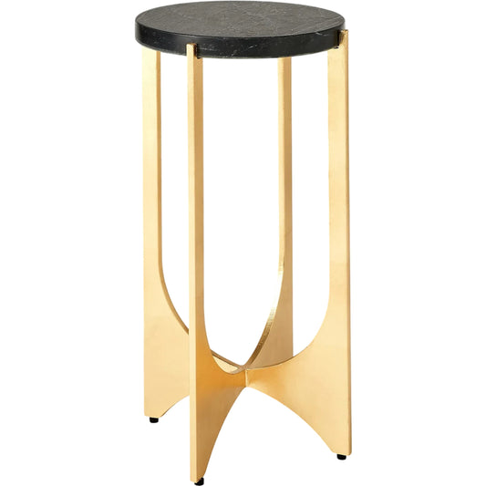 001 SI-2445913 | Primary Silo | Tempest Table by Global Views in gold leaf. Made from iron, black marin leather marble in a unique style.