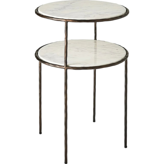 Registrar Tiered Table by Global Views in bronze and marble. Made from unique in a unique style.