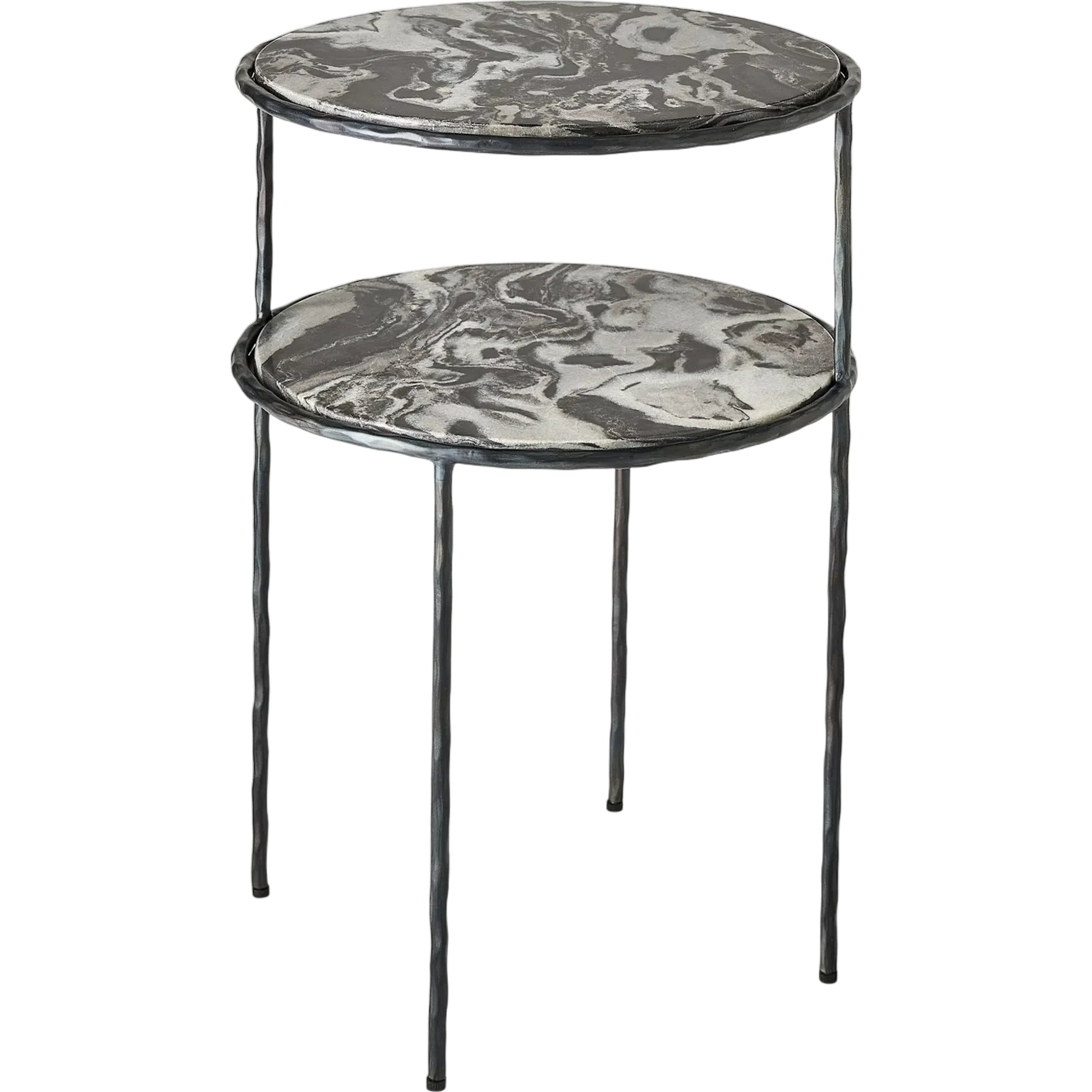 Registrar Tiered Table by Global Views. Made from iron, grey baloon marble in a unique style.