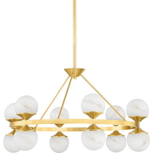 Grafton 12 Light Chandelier by Hudson Valley in aged brass. Made from steel in a modern style.