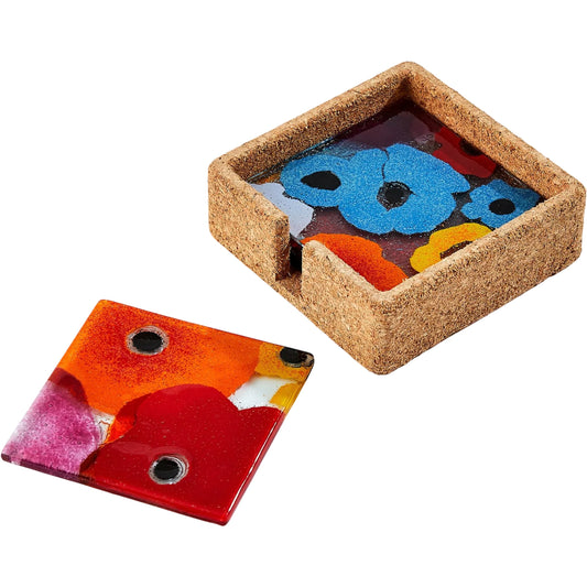 Fused Floral Coaster Set by Global Views in clear. Made from unique in a unique style.