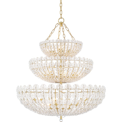 Floral Park Chandelier by Hudson Valley in aged brass. Made from brass in a cottage & farmhouse style.