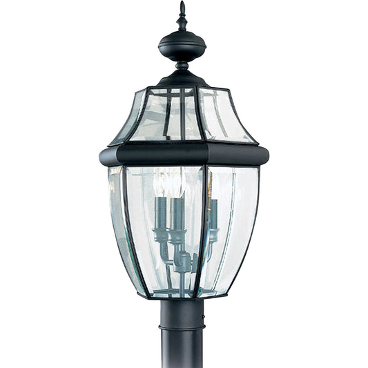Lancaster Three Light Outdoor Post Lantern by Visual Comfort & Co.. Made from brass in a unique style.