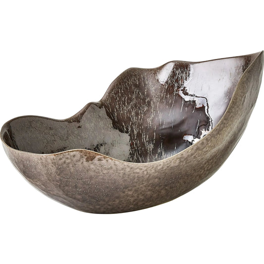 Horn Bowl, Reactive Amethyst by Global Views in reactive amethyst. Made from ceramic in a modern style.