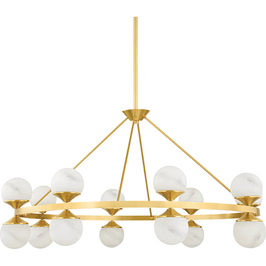 Grafton 16 Light Chandelier by Hudson Valley in aged brass. Made from steel in a modern style.