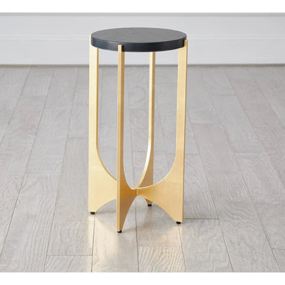 Tempest Table by Global Views in gold leaf. Made from iron, black marin leather marble in a unique style.