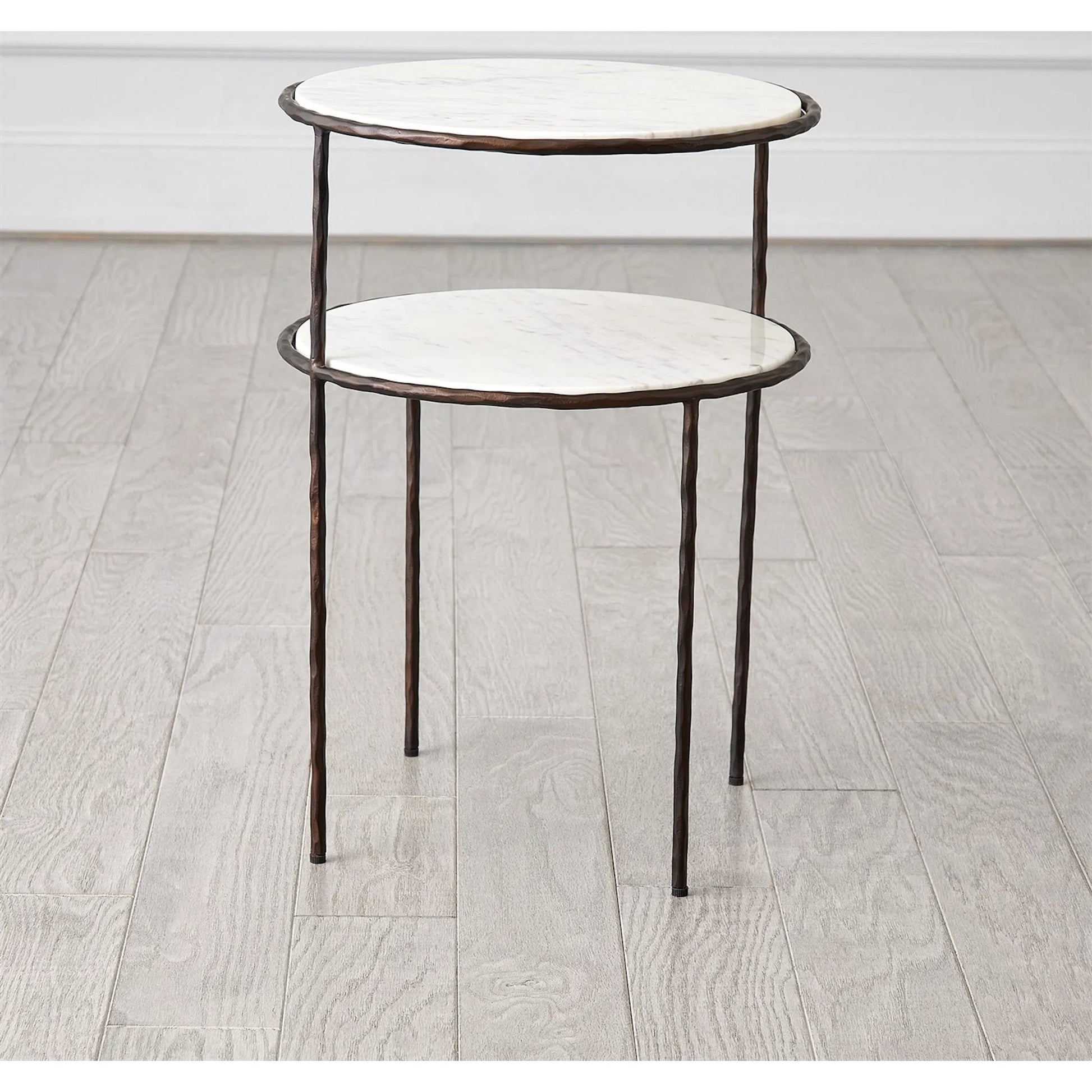 Registrar Tiered Table by Global Views. Made from iron, grey baloon marble in a unique style.