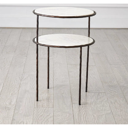 Registrar Tiered Table by Global Views. Made from iron, grey baloon marble in a unique style.