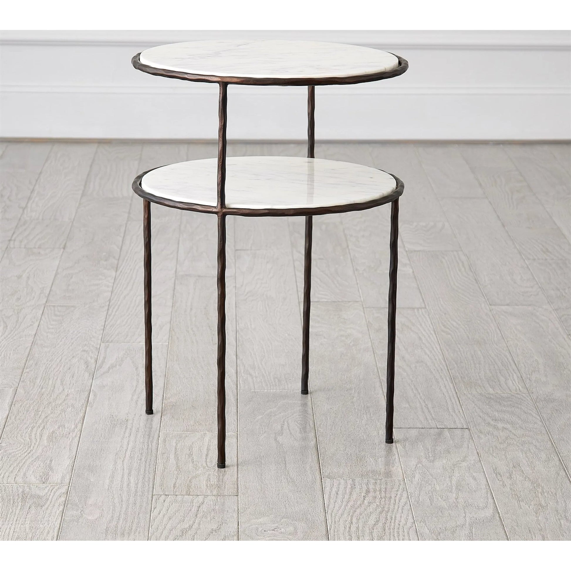 Registrar Tiered Table by Global Views. Made from iron, grey baloon marble in a unique style.