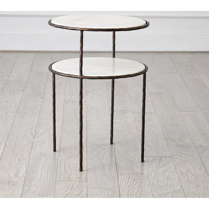 Registrar Tiered Table by Global Views. Made from iron, grey baloon marble in a unique style.