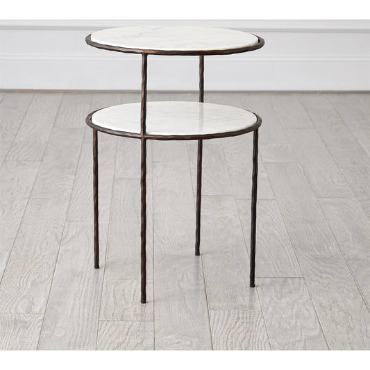 Registrar Tiered Table by Global Views. Made from iron, grey baloon marble in a modern style.