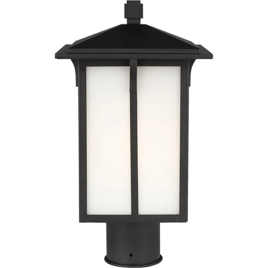 Tomek One Light Outdoor Post Lantern by Visual Comfort & Co. in black. Made from aluminum in a unique style.