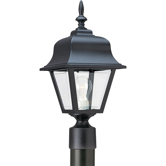 One Light Outdoor Post Lantern by Visual Comfort & Co. in black. Made from polycarbonate in a unique style.