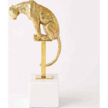 Perched Bronze Jaguar on Stand by Global Views in bronze and bronze. Made from unique in a modern style.