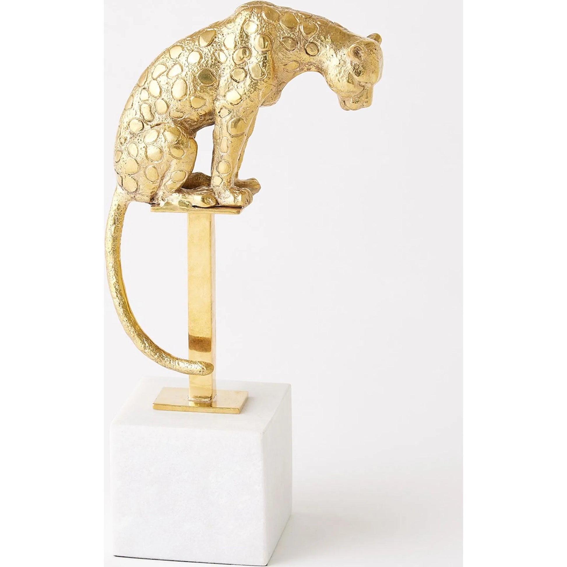 Perched Nickel Jaguar on Stand by Global Views in nickel and bronze. Made from unique in a modern style.