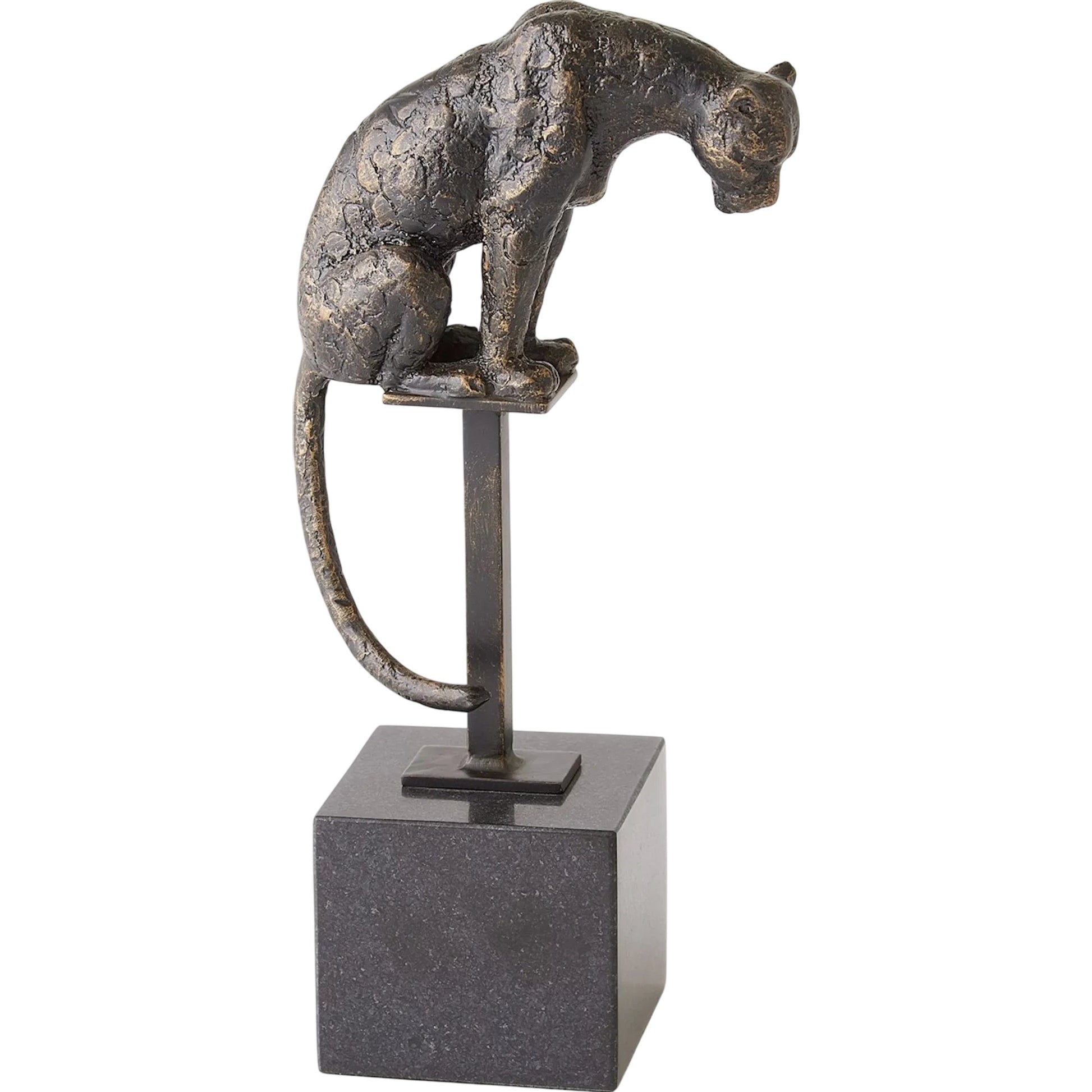 Perched Bronze Jaguar on Stand by Global Views in bronze and bronze. Made from unique in a modern style.