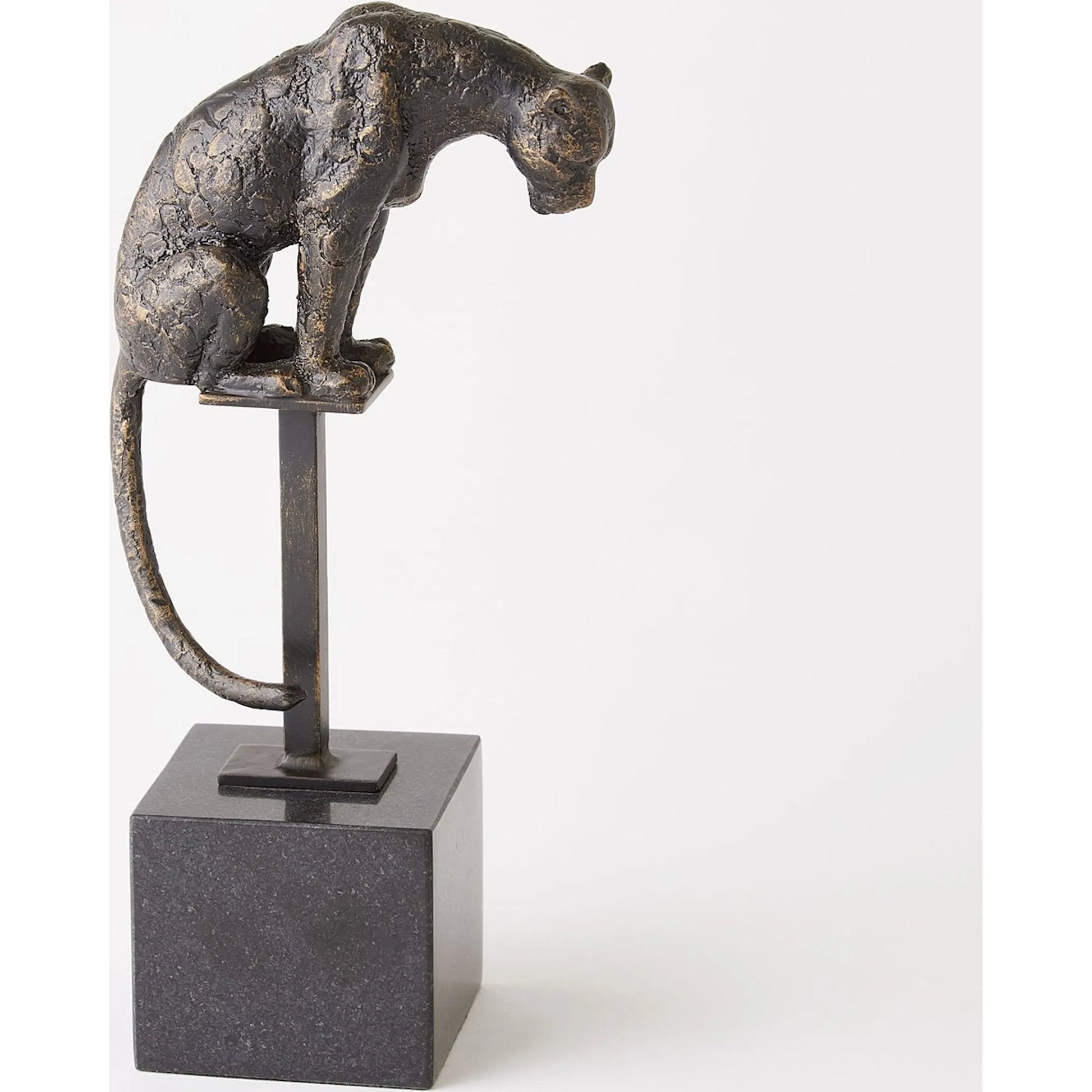 Perched Nickel Jaguar on Stand by Global Views in nickel and bronze. Made from unique in a modern style.