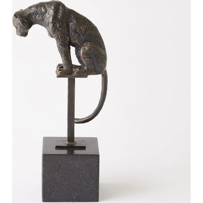 Perched Bronze Jaguar on Stand by Global Views in bronze and bronze. Made from unique in a modern style.