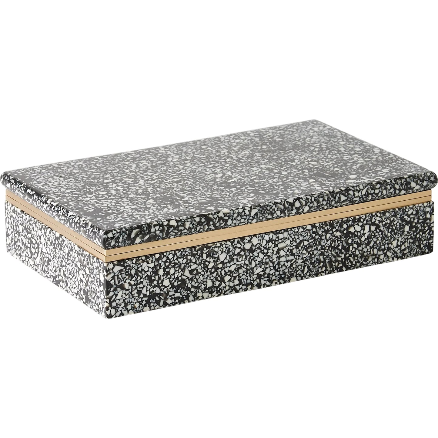 002 SI-2446088 | Primary Silo | Terrazzo Box by Global Views in black, white. Made from mdf, resin, brass in a eclectic & global style.