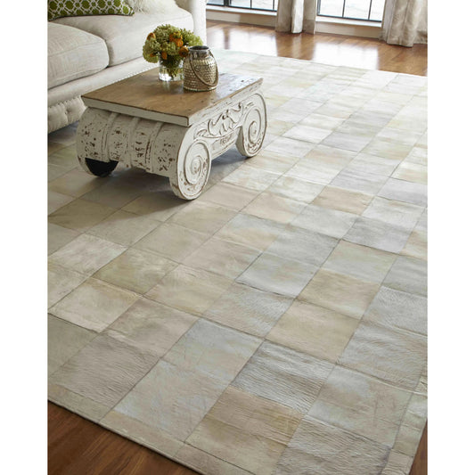 Natural Hide 8264 Rug by Exquisite Rugs in white. Made from leather hide in a unique style.