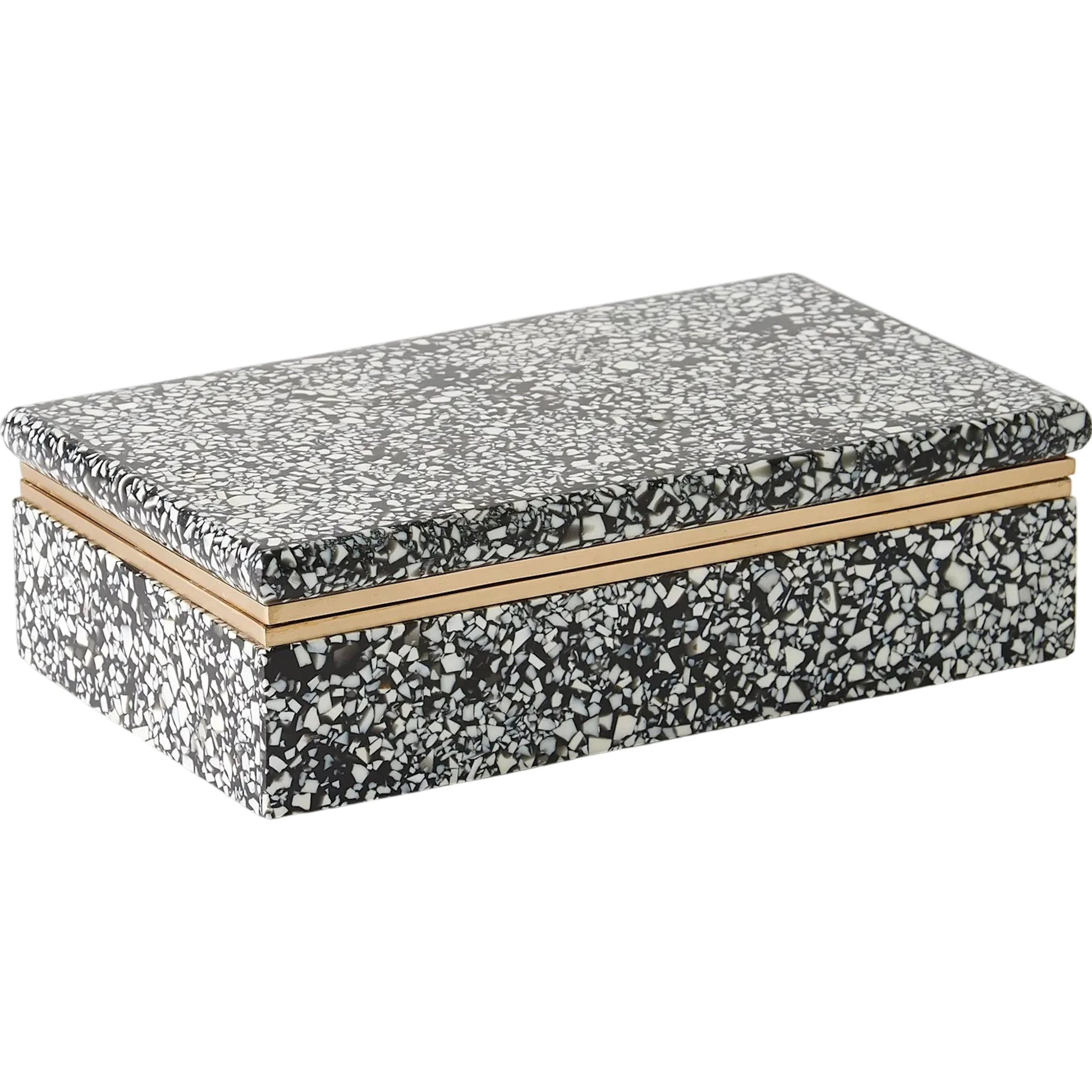 Terrazzo Box by Global Views in black, white. Made from mdf, resin, brass in a eclectic & global style.