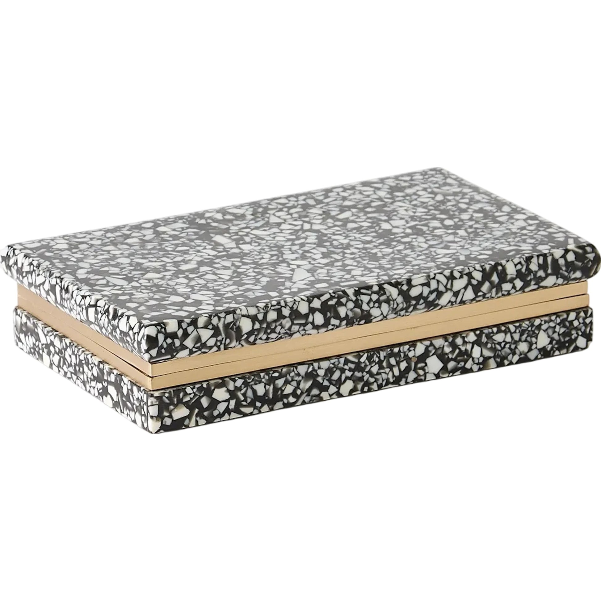 Terrazzo Box by Global Views in black, white. Made from mdf, resin, brass in a eclectic & global style.