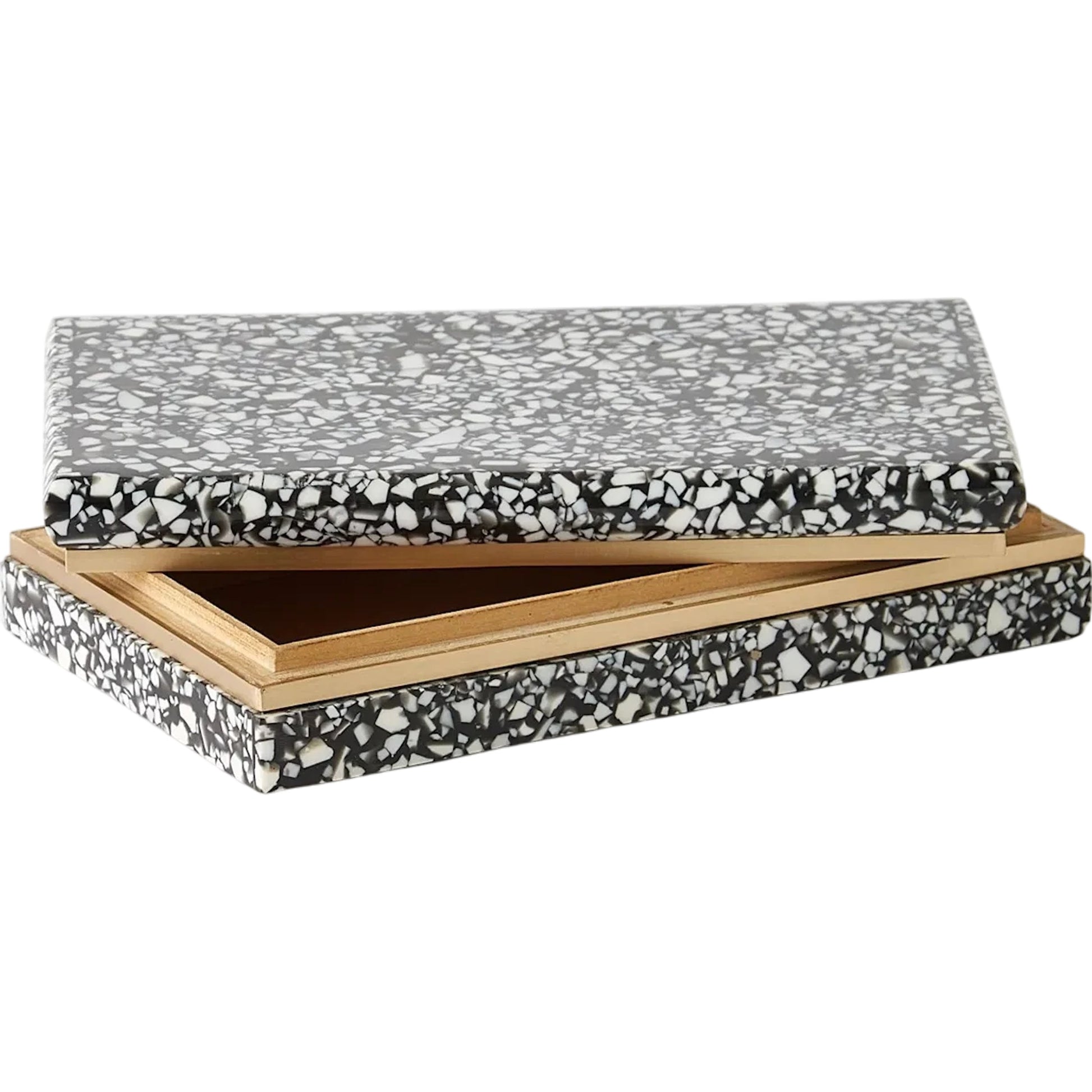 Terrazzo Box by Global Views in black, white. Made from mdf, resin, brass in a eclectic & global style.