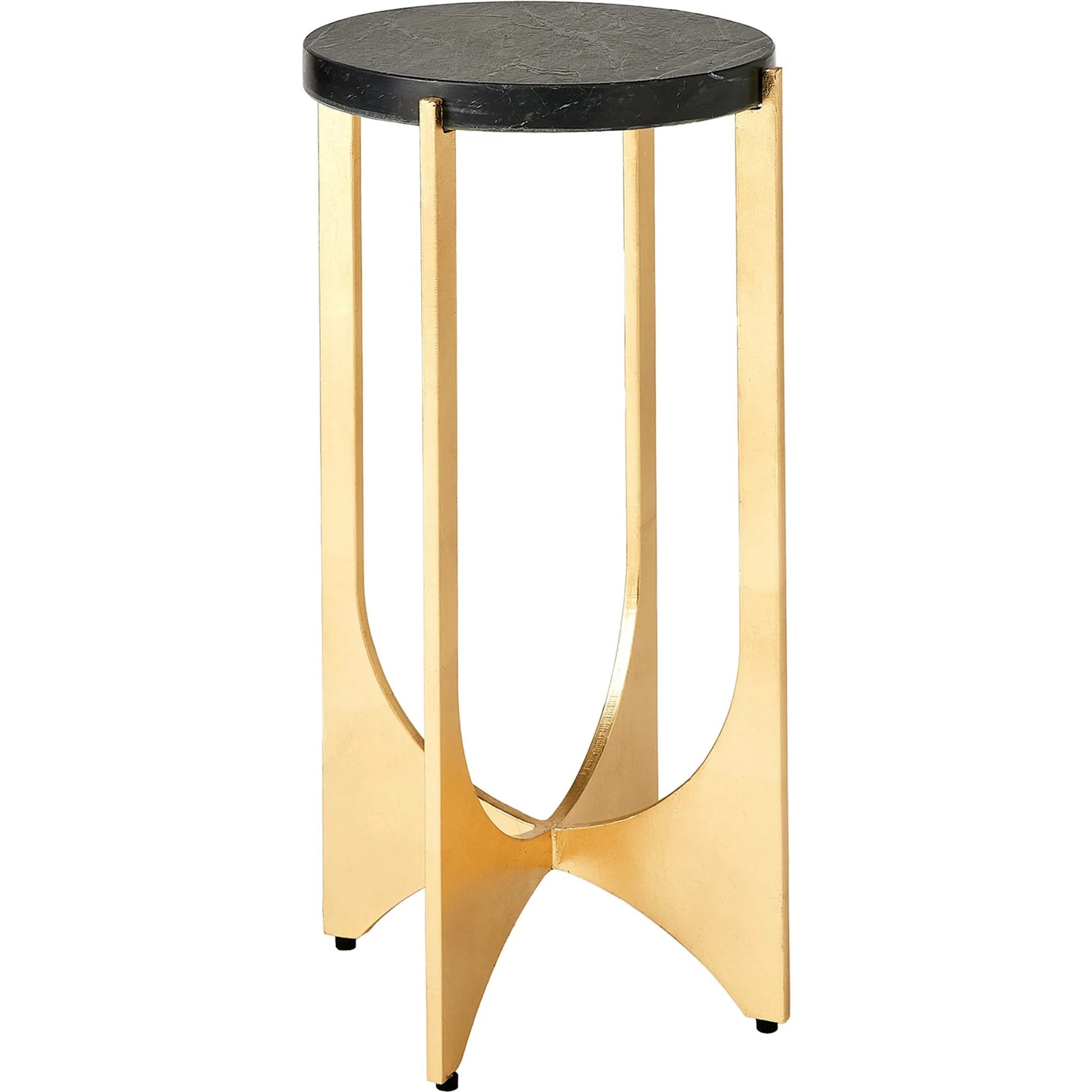 Tempest Table by Global Views in gold leaf. Made from iron, black marin leather marble in a unique style.