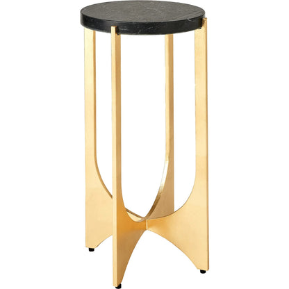Tempest Table by Global Views in gold leaf. Made from iron, black marin leather marble in a unique style.