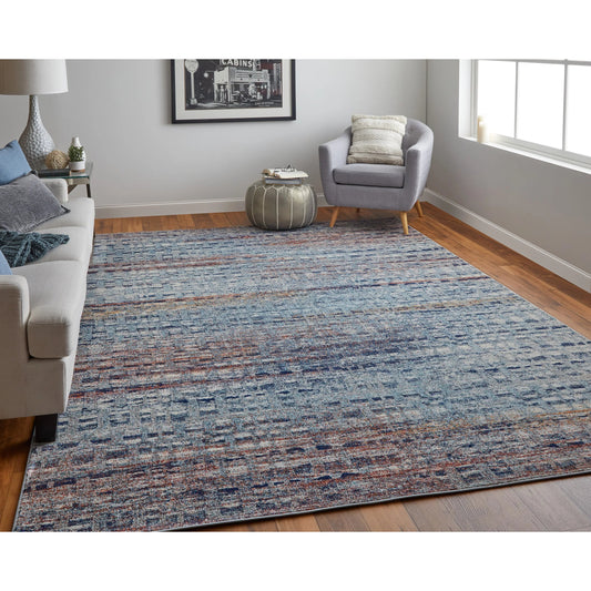 Edgemont Rug - 39IUF by Feizy in blue, ivory, orange. Made from polypropylene, polyester in a unique style.