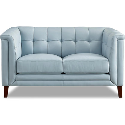 Arvo 2-Seat Leather Sofa by Hydeline in spa blue. Made from leather/split, solid hardwood kiln dried in a modern style.