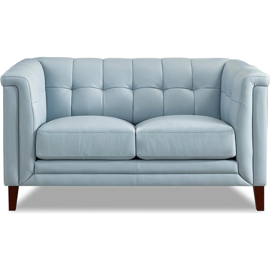 Arvo 2-Seat Leather Sofa by Hydeline in spa blue. Made from leather/split, solid hardwood kiln dried in a unique style.