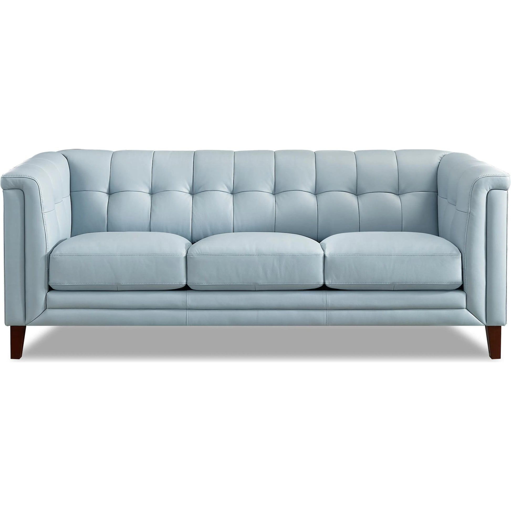 Arvo 3-Seat Leather Sofa by Hydeline in spa blue. Made from leather/split, solid hardwood kiln dried in a modern style.