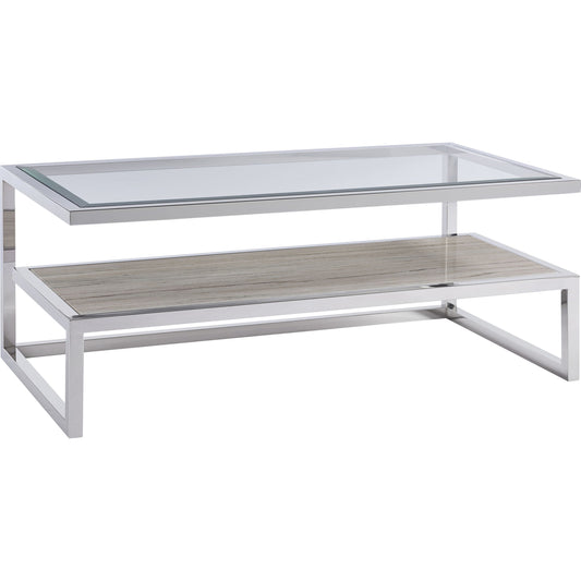 Paradox Cocktail With Stone Shelf by Universal Furniture in ivory and polished stainless steel. Made from unique in a modern style.