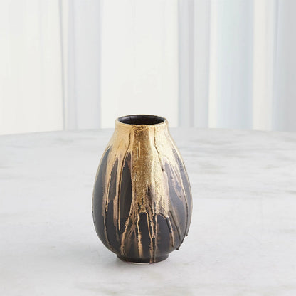 Cauldron Vase by Global Views in gold. Made from ceramic in a modern style.