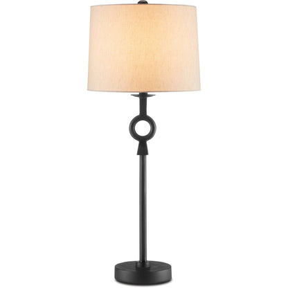 Germaine Table Lamp by Currey and Company in antique brass. Made from aluminum in a transitional style.