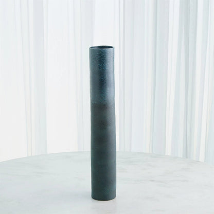 Teeter Vase by Global Views in reactive blue. Made from porcelain in a modern style.