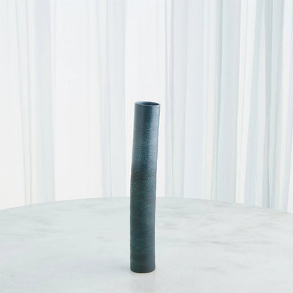 Teeter Vase by Global Views in reactive blue. Made from porcelain in a modern style.
